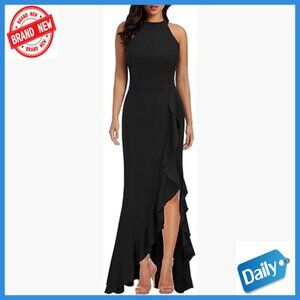 High Neck Split Mermaid Bodycon Cocktail Dress Polyester Spandex